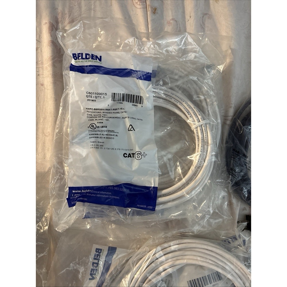 Belden CA21109015 Cat 6A 15Foot White Bonded Pair Patch10GX Cable New!